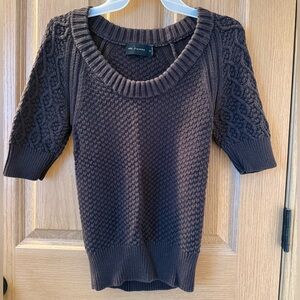 The Limited Brown Scoop-Neck 3/4 Sleeve Cable Knit Sweater